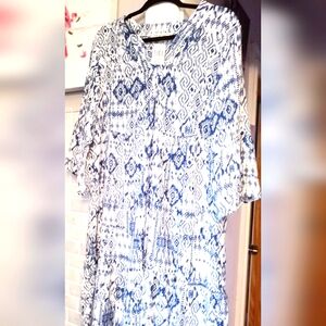 Indigo Soul Blue and White Patterned Dress
